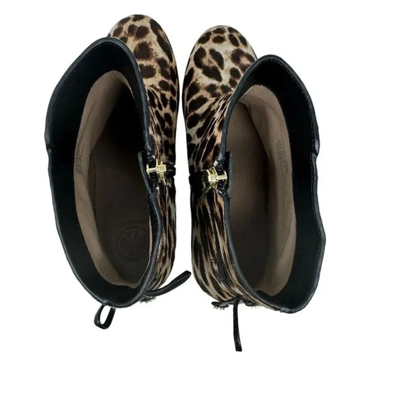 Bootie Boots Calf Hair size 8 block heel leopard print - Picture 6 of 7